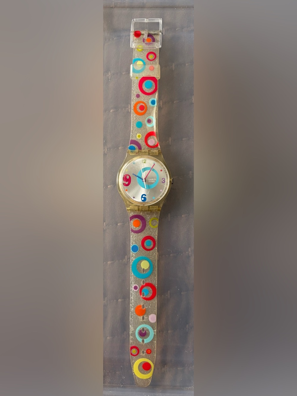 Swatch ..Colorful Polka Dot Clear Strap Watch - Multicolor Swatch FRIANDISE